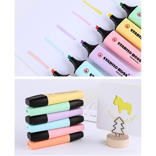 1 pc Stabilo Boss Pastel Color Highlighter Soft Color Writing Marker Chisel Nib Pen