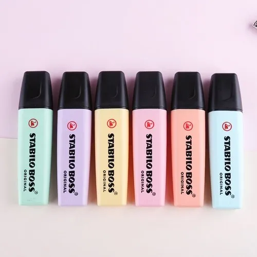 1 pc Stabilo Boss Pastel Color Highlighter Soft Color Writing Marker Chisel Nib Pen