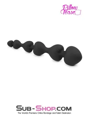 1426M      Black Silicone Heart Beaded Anal Massager - MEGA Deal