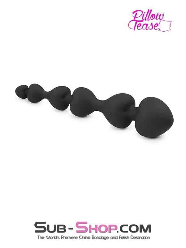 1426M      Black Silicone Heart Beaded Anal Massager