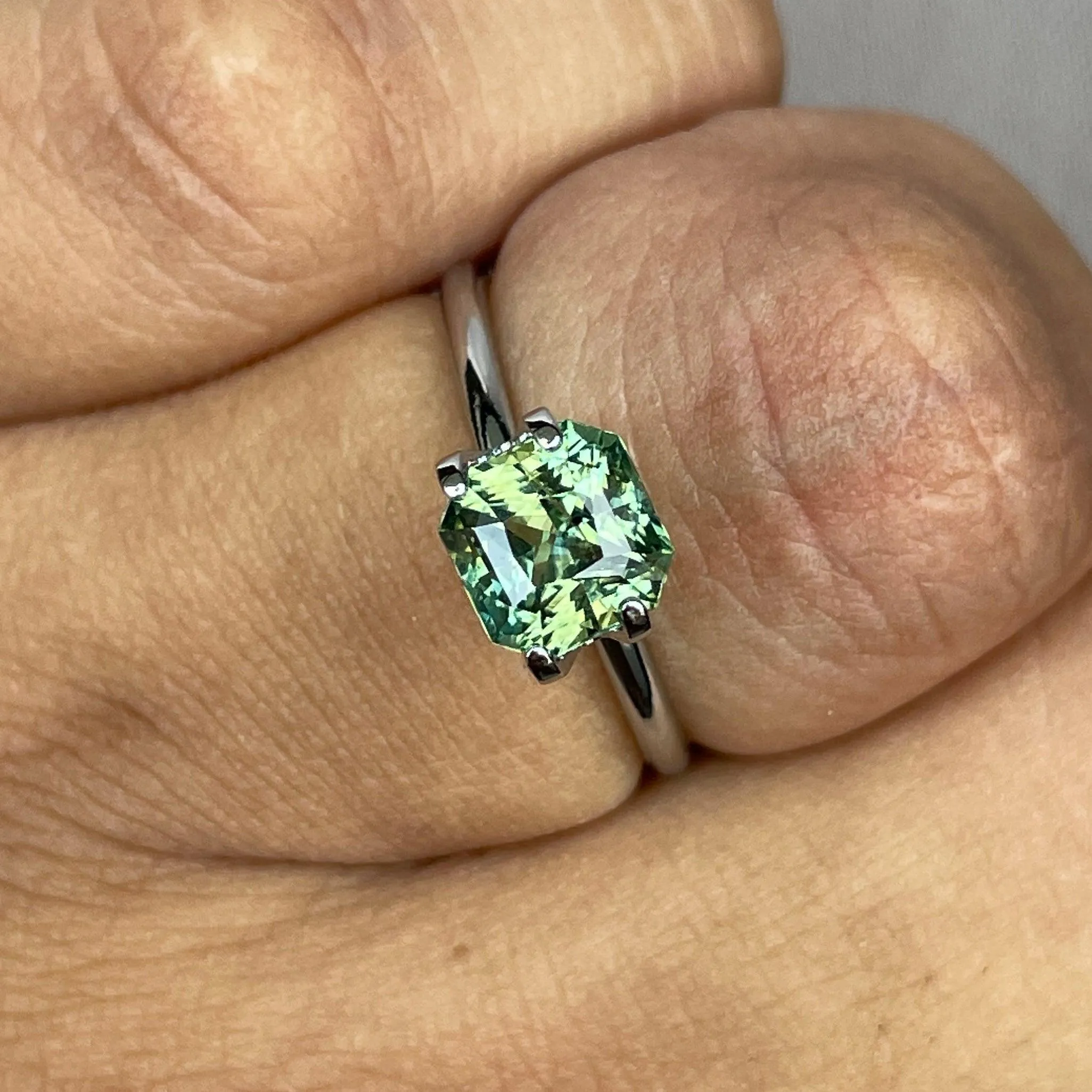 2.09 crt. Sapphire, Green Sapphire, Heated, Loose Sapphire, Radiant Shape, Sapphire, Natural Sapphire, Blue green sapphire, Teal Sapphire