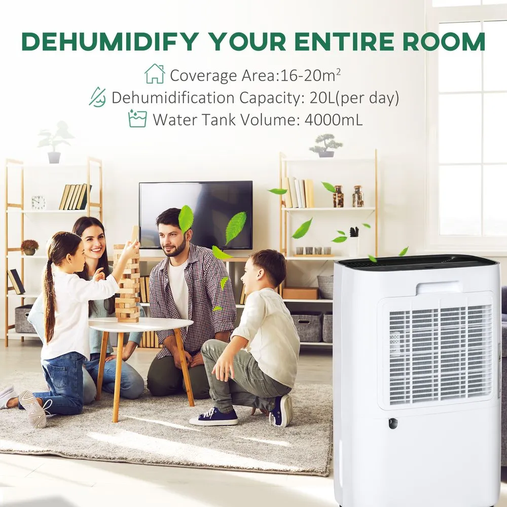 20L/Day 4000ML Portable Quiet Dehumidifier Home Laundry Room Electric Moisture