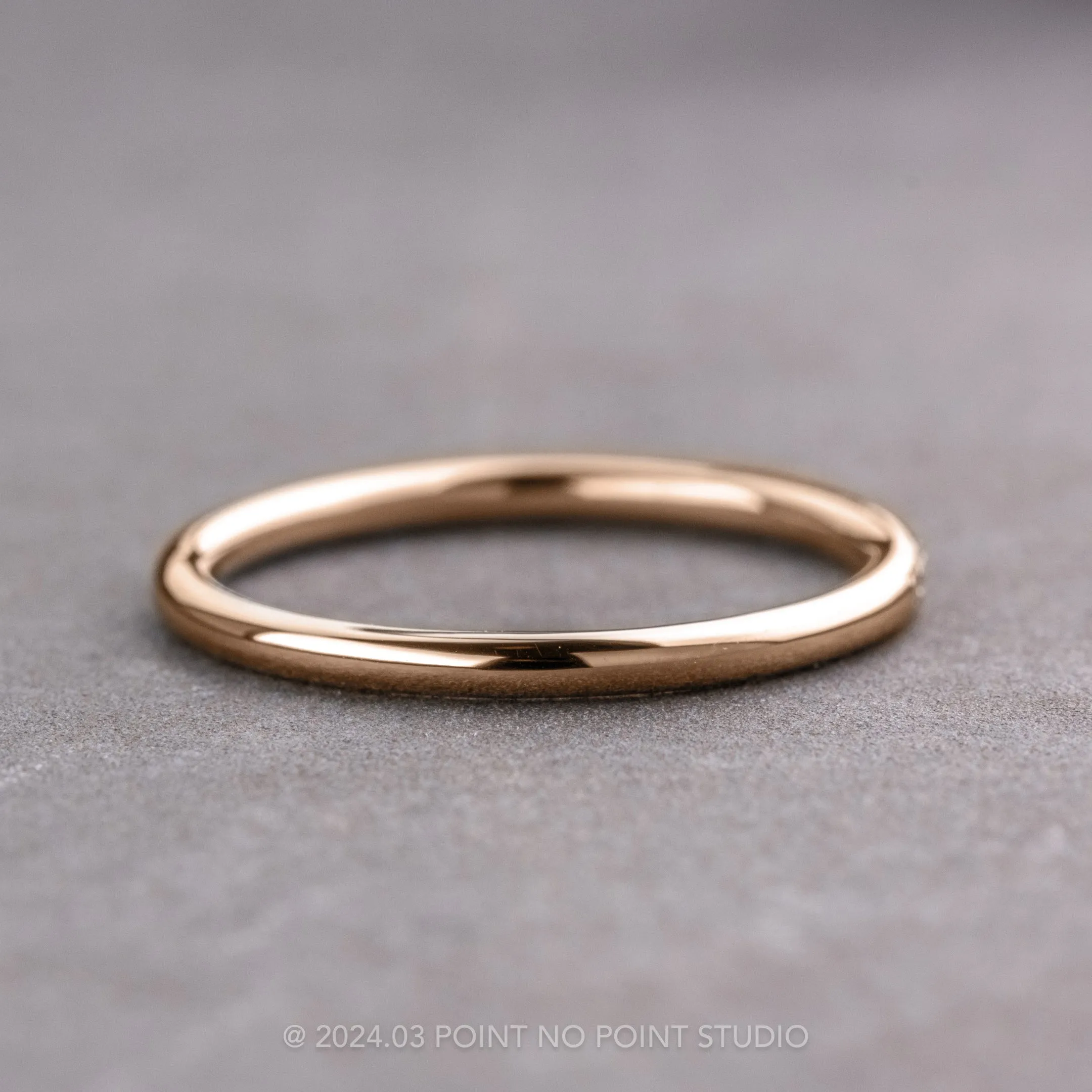 3 Diamond Round Wedding Band, 14k Rose Gold