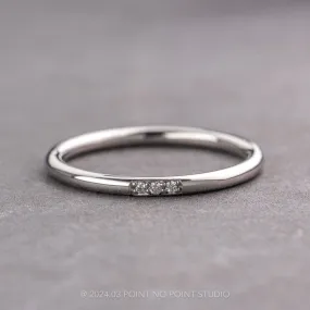 3 Diamond Round Wedding Band, 14k White Gold