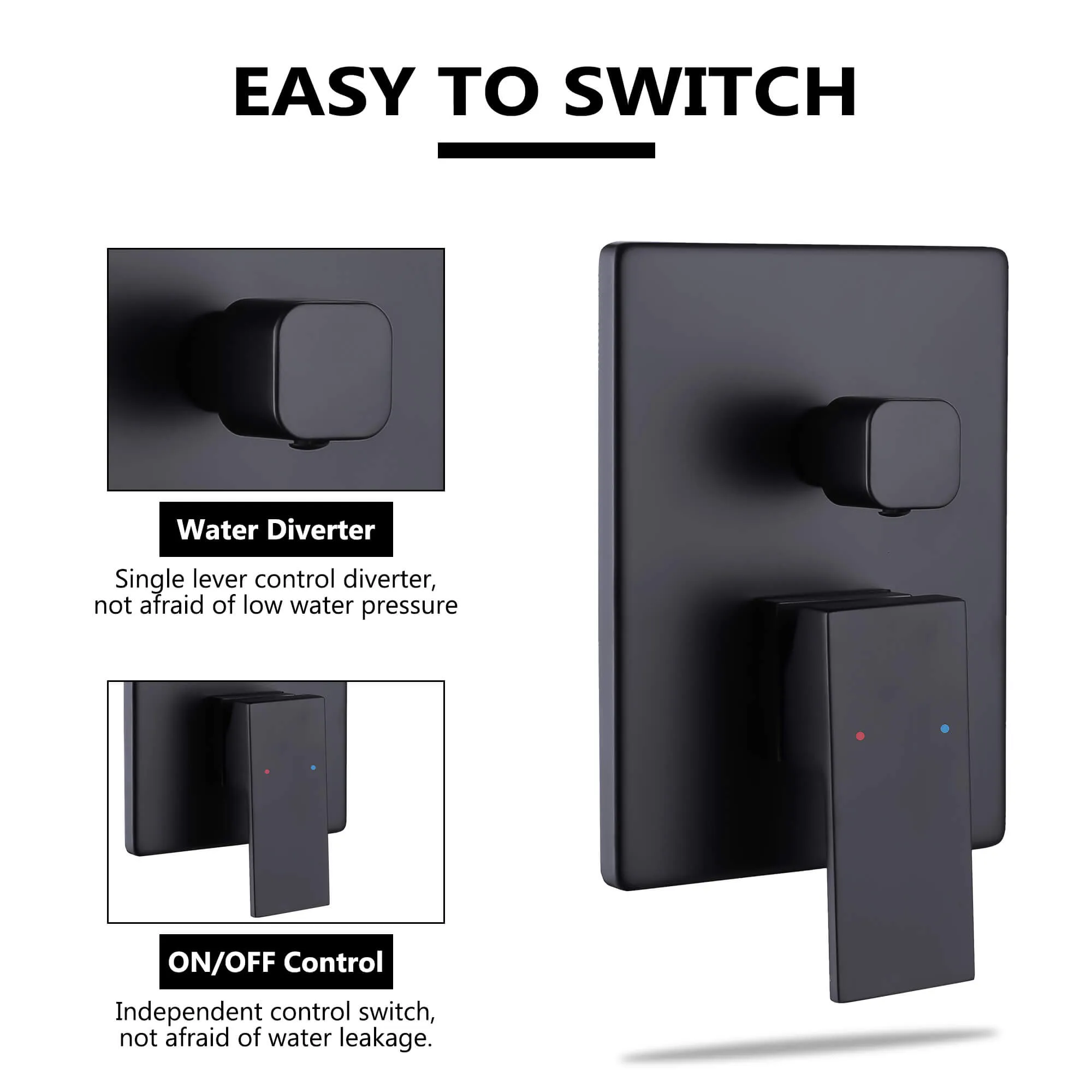 3-Function Pressure-Balanced Rain Shower System with Tub Spout RB0906