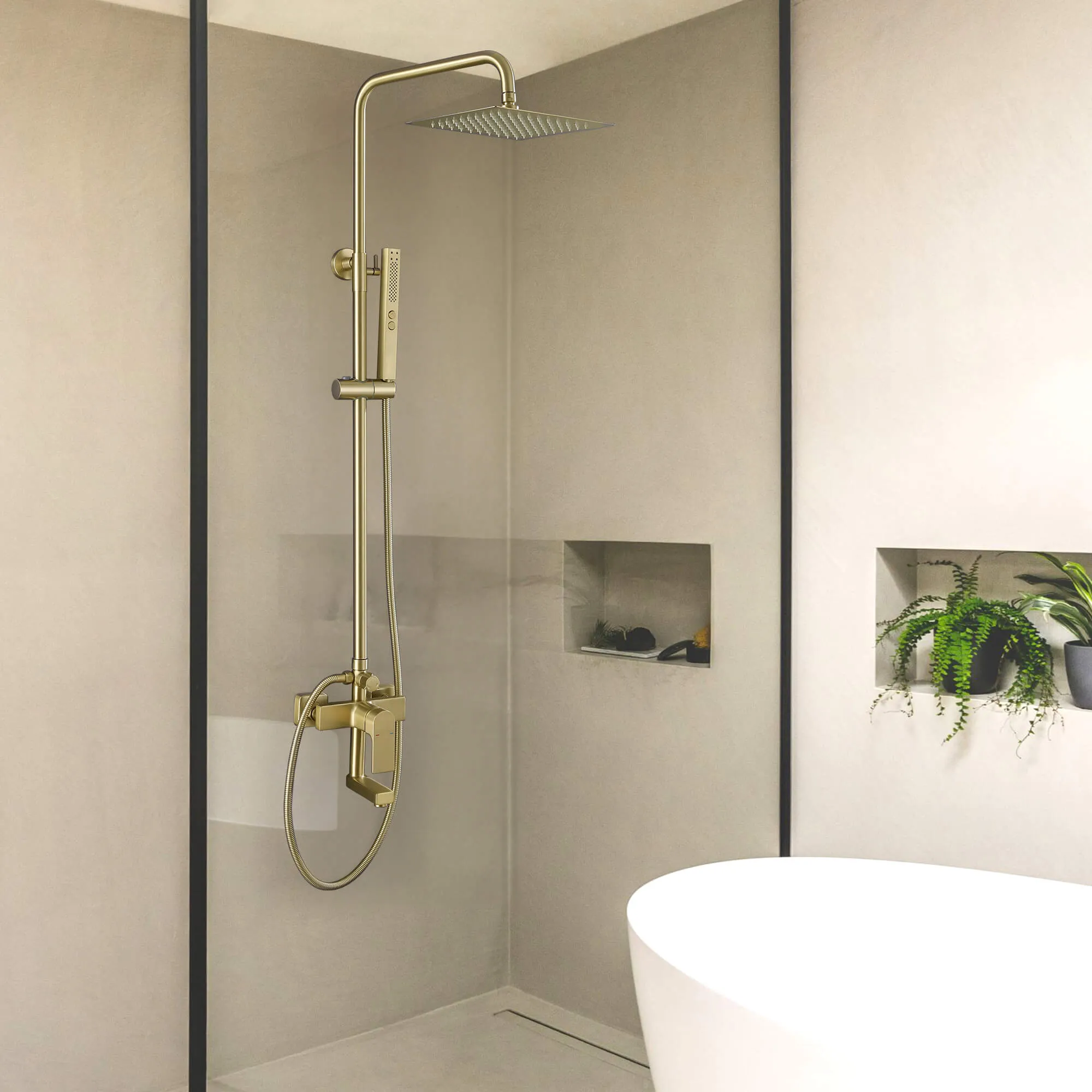 3-Function Shower System with Dual Mode Hand Shower (Jet Spray) Brushed Gold HG6914BG