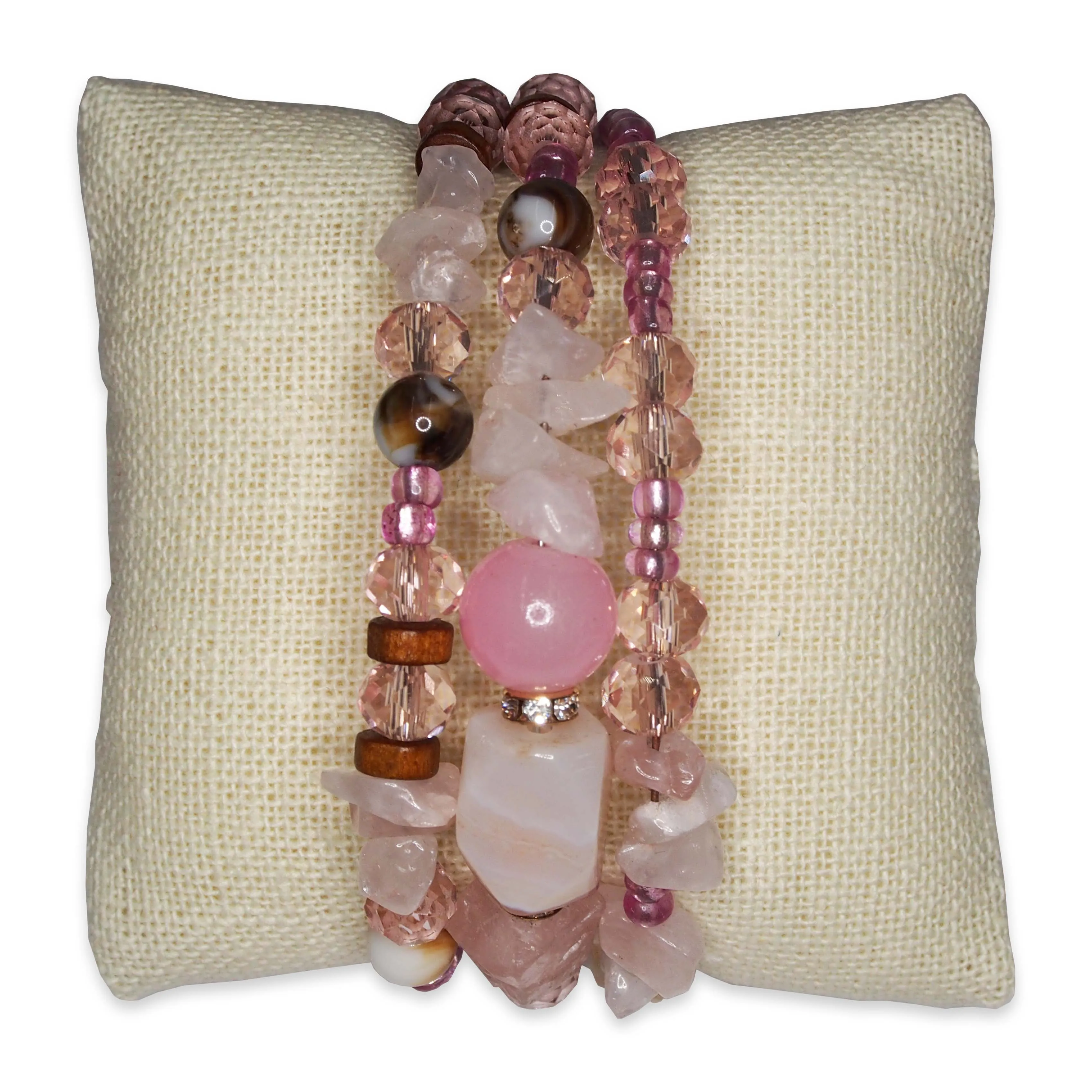 3" Beige Linen Pillow Displays