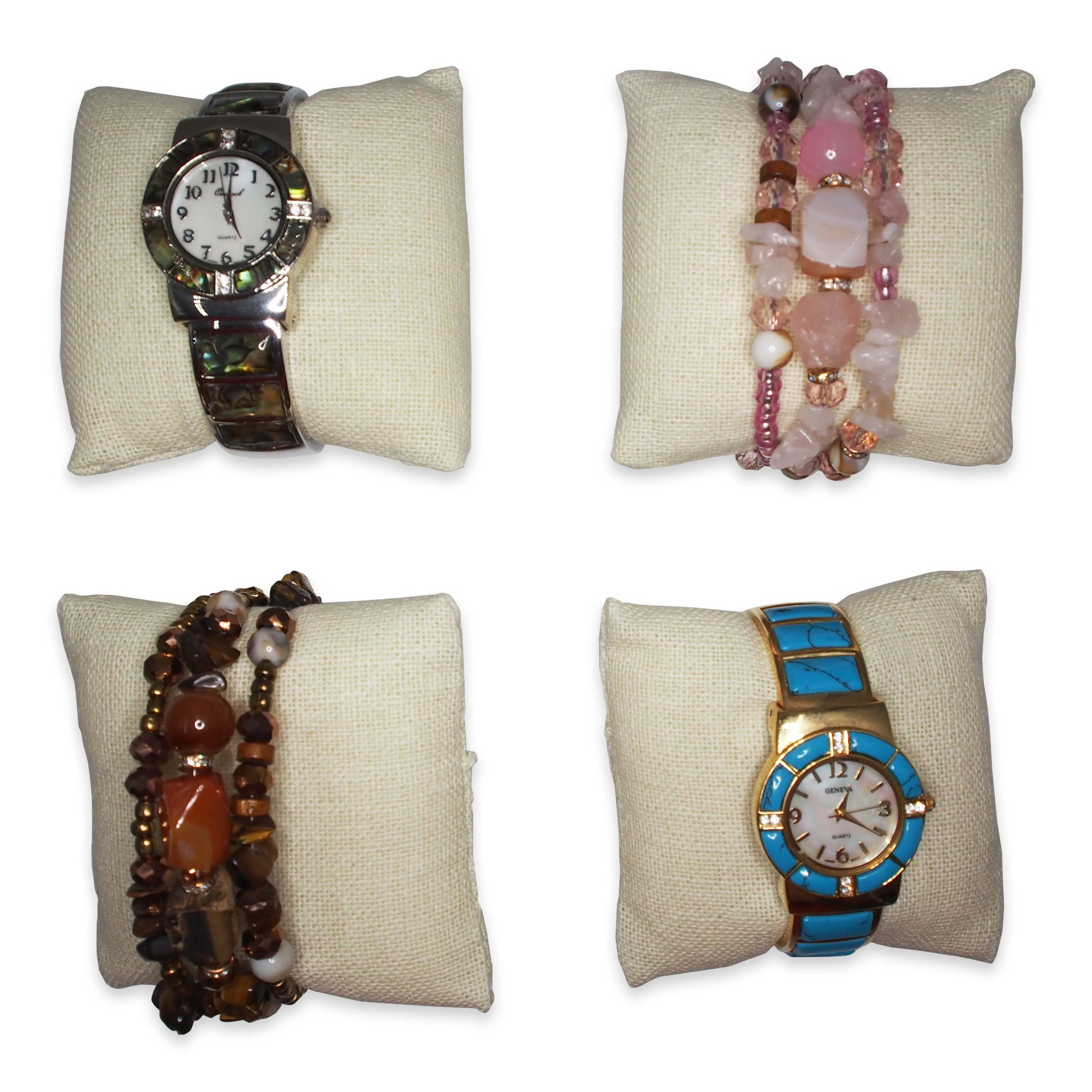 3" Beige Linen Pillow Displays