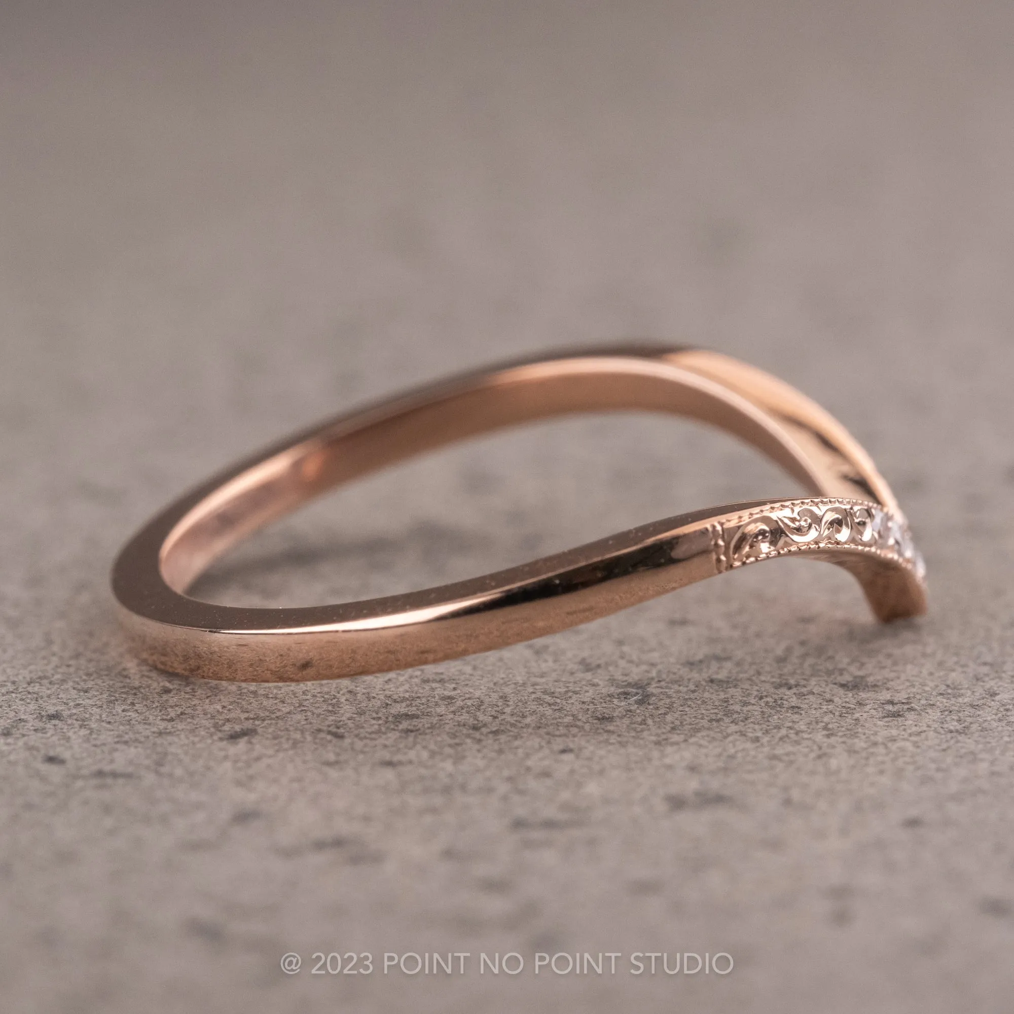 7 Diamond Vintage Vivian Wedding Band, 14k Rose Gold