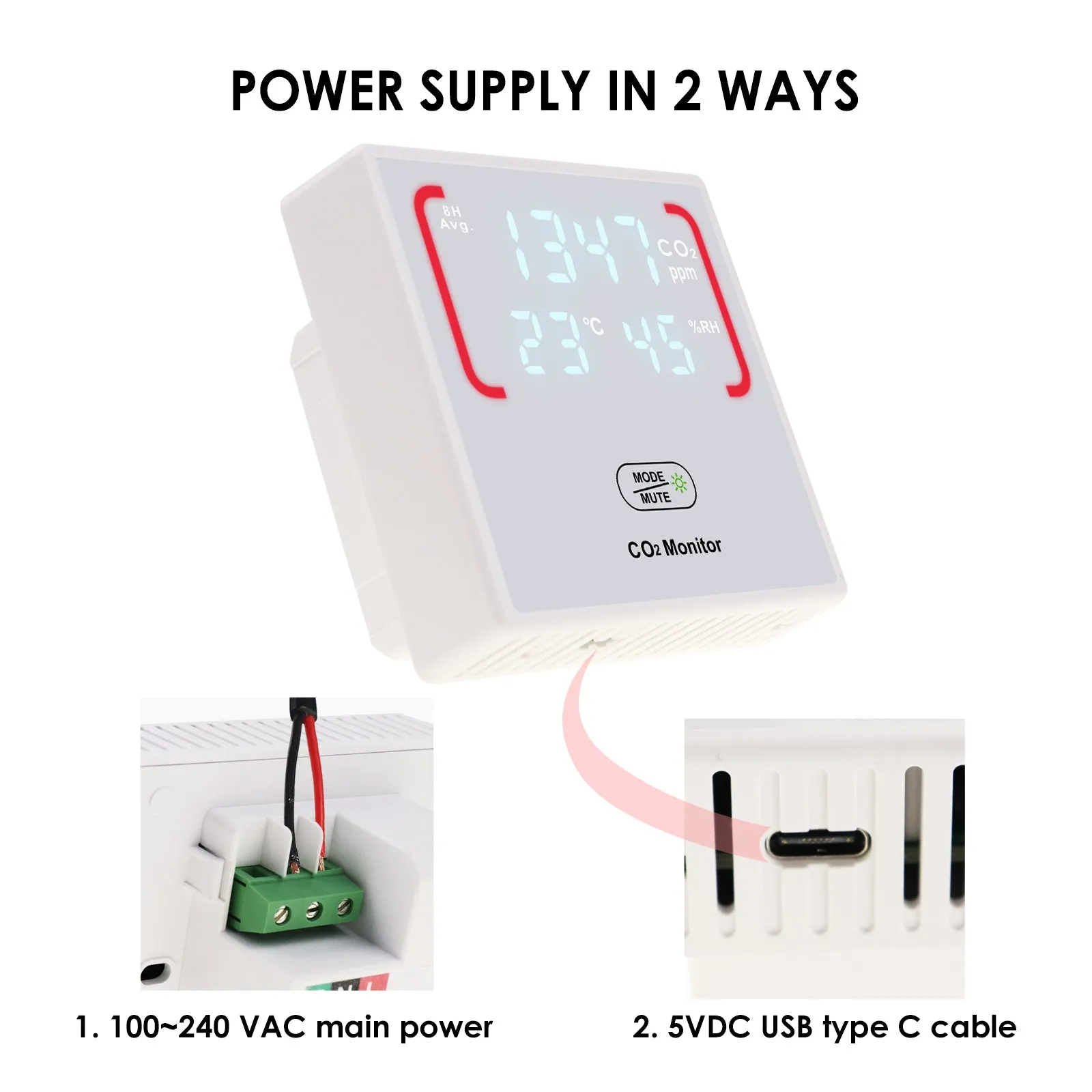 7730 Smart CO2 Carbon Dioxide Indoor Air Quality Monitor Temperature Humidity Measurement for Bedroom Close Rooms Offices Classroom