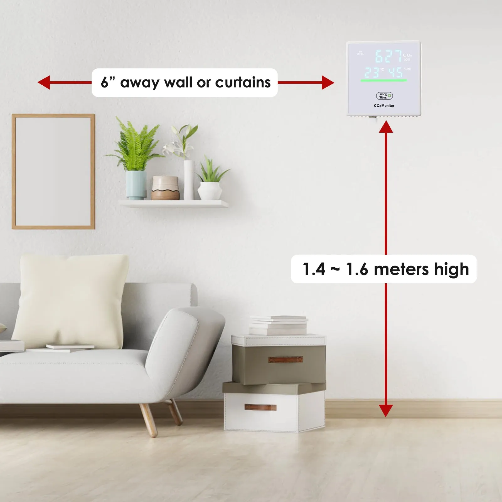 7730 Smart CO2 Carbon Dioxide Indoor Air Quality Monitor Temperature Humidity Measurement for Bedroom Close Rooms Offices Classroom