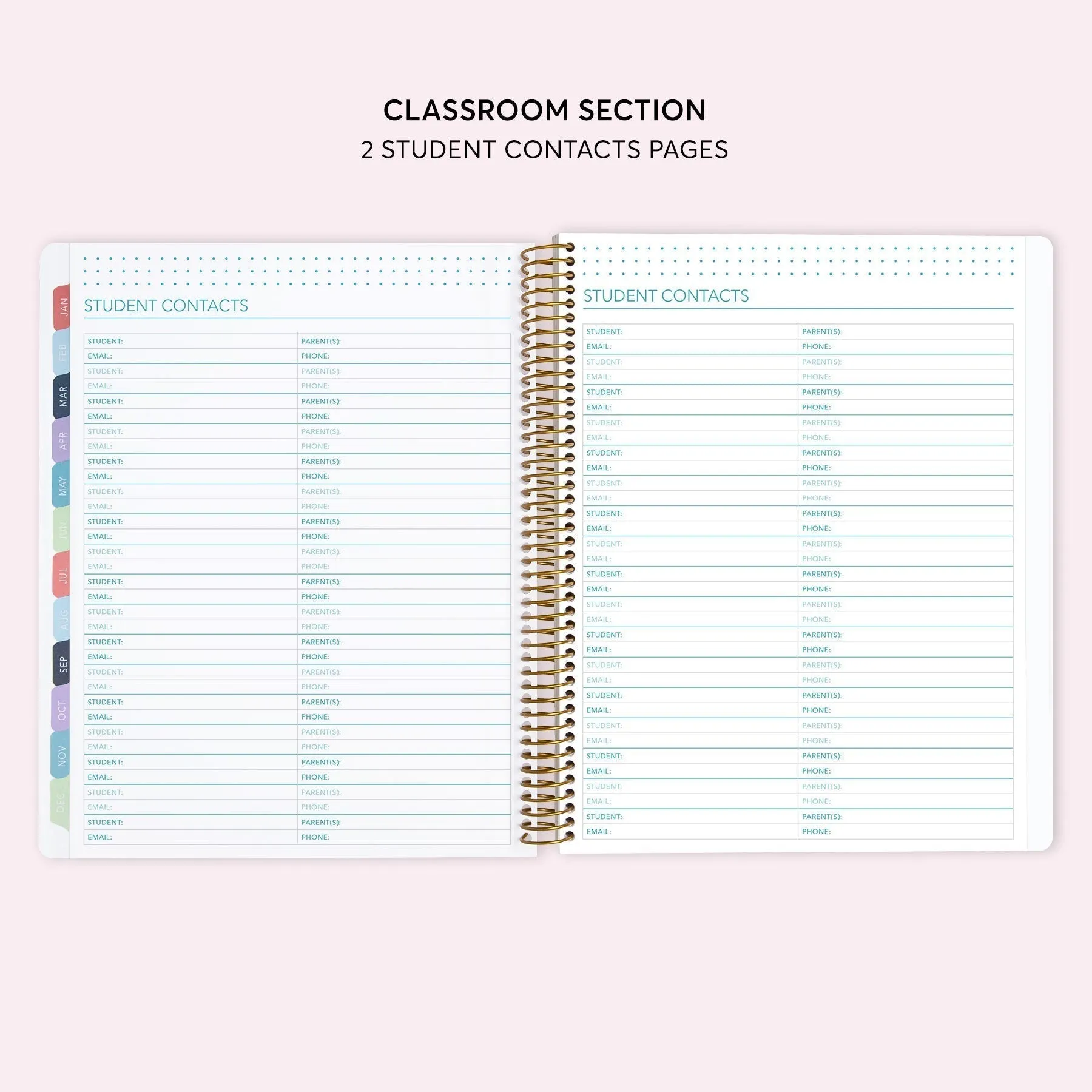 8.5x11 Teacher Planner - Blossom Dreams Pink Green