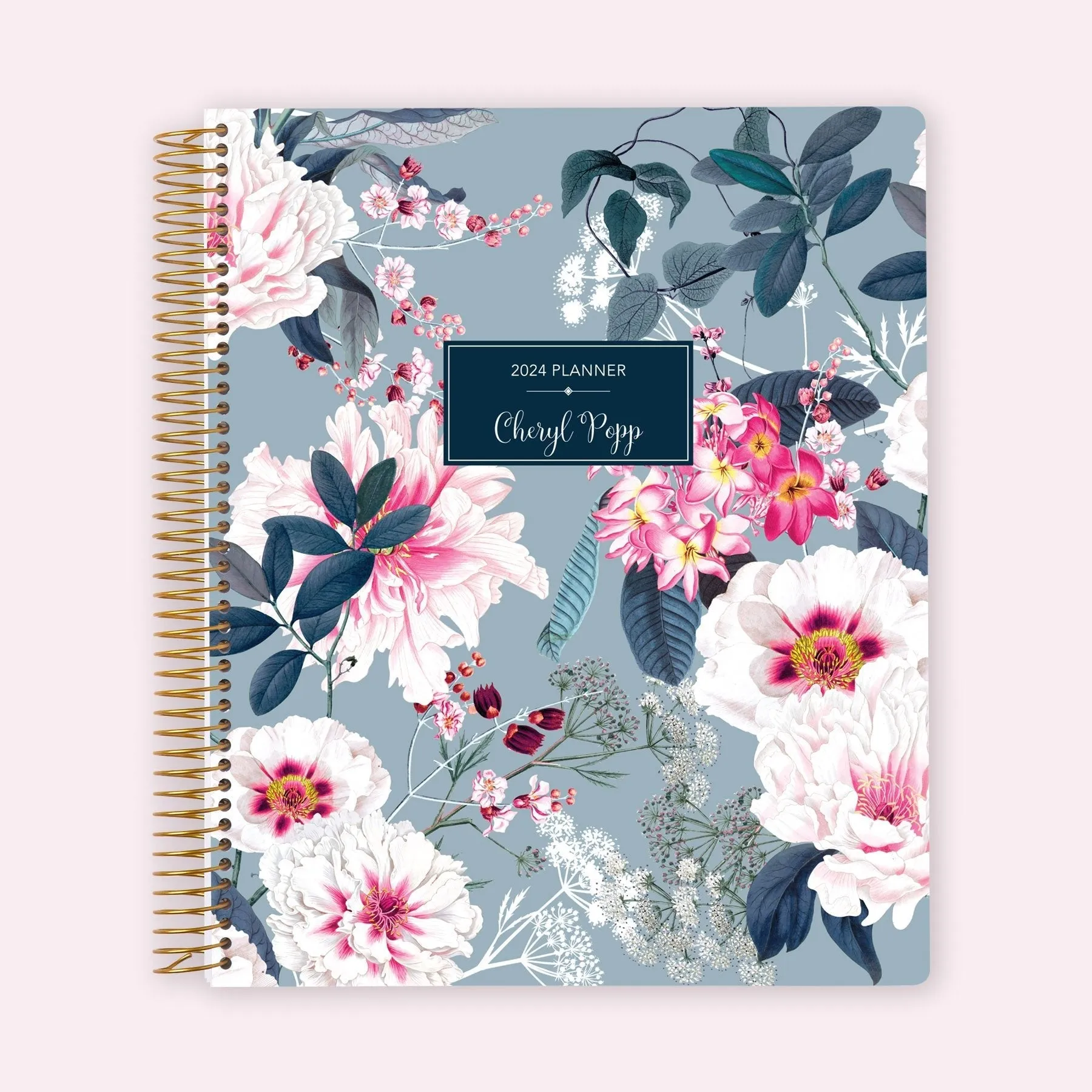 8.5x11 Teacher Planner - Blue Elegant Floral