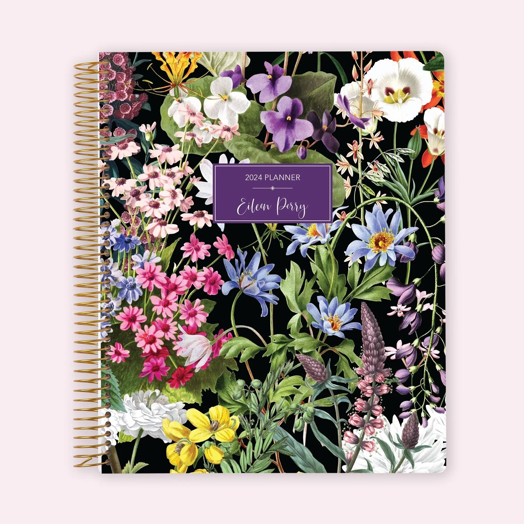8.5x11 Teacher Planner - Colorful Florals Black