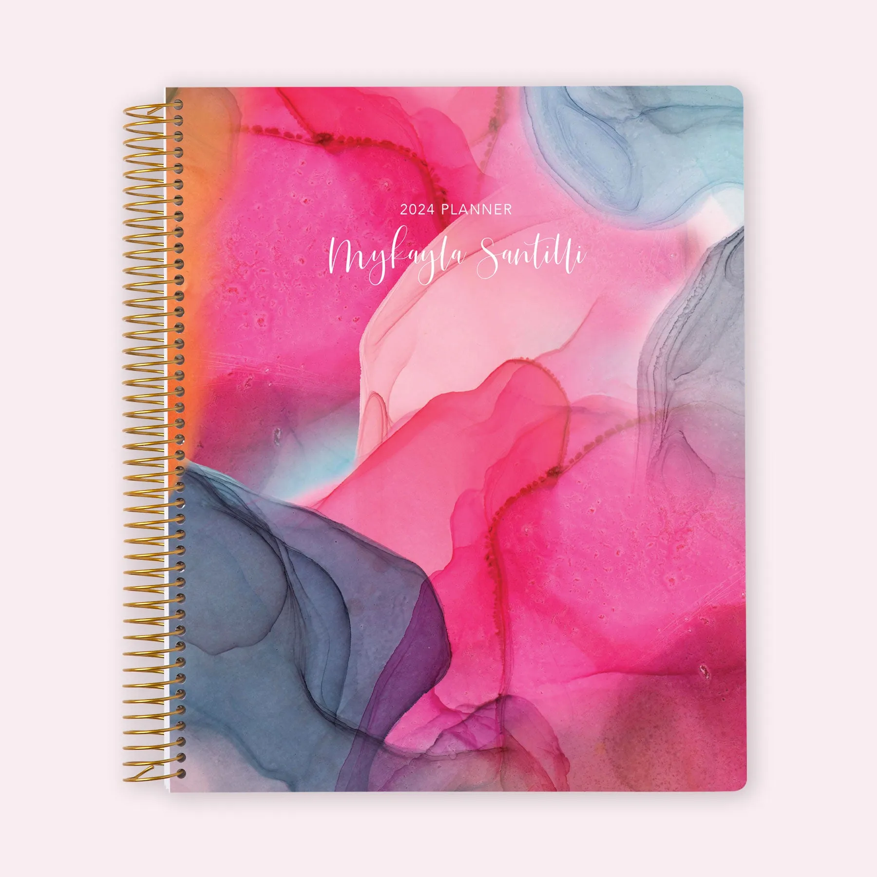 8.5x11 Teacher Planner - Hot Pink Gray Flowing Ink