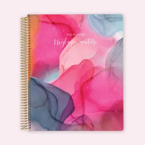 8.5x11 Teacher Planner - Hot Pink Gray Flowing Ink