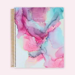 8.5x11 Teacher Planner - Pink Blue Abstract Ink