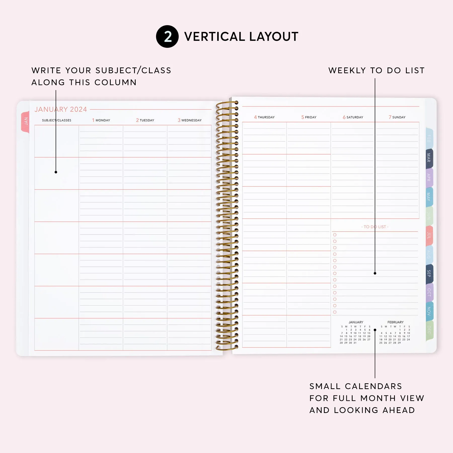 8.5x11 Teacher Planner - Pink Grey Watercolor Gradient