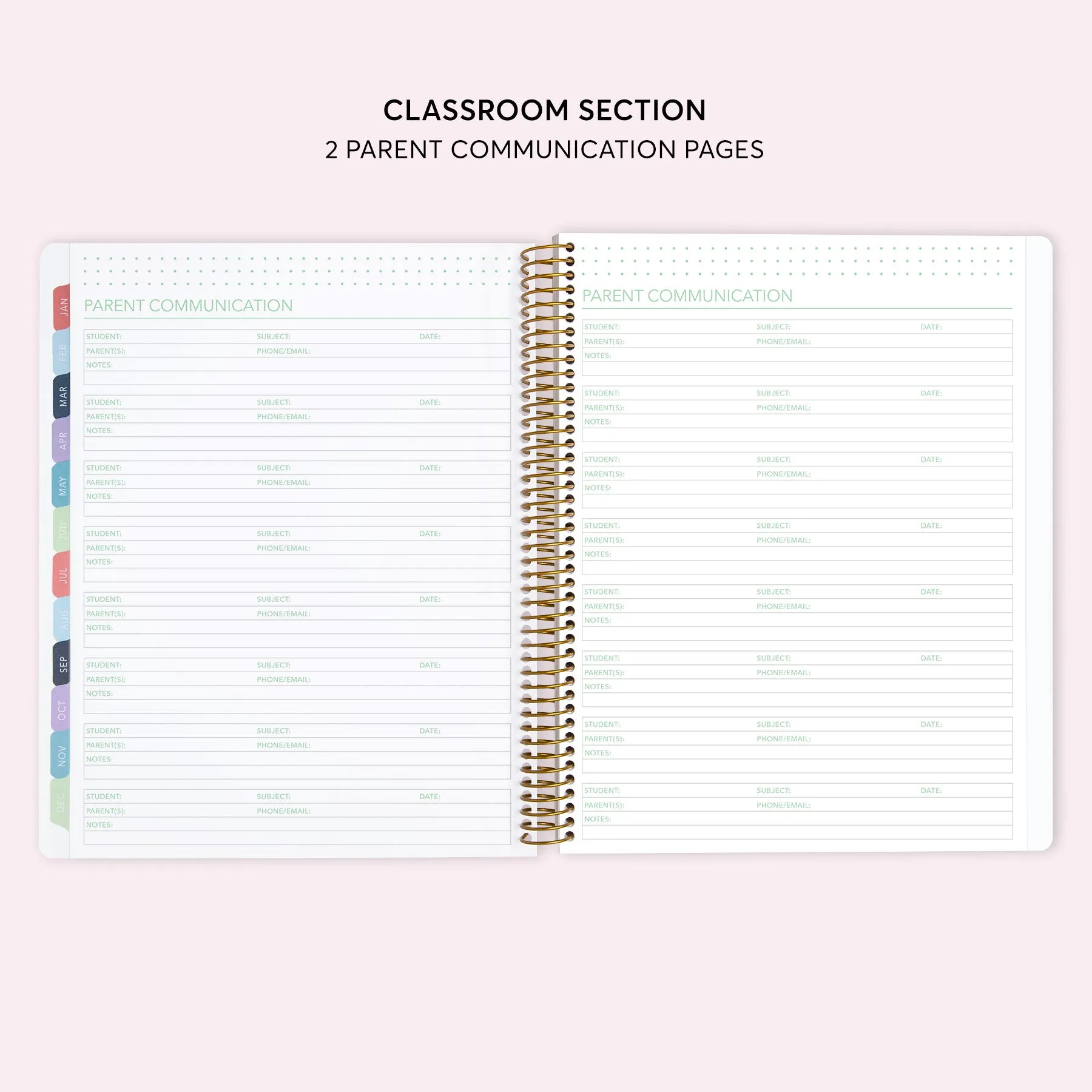 8.5x11 Teacher Planner - Pink Grey Watercolor Gradient