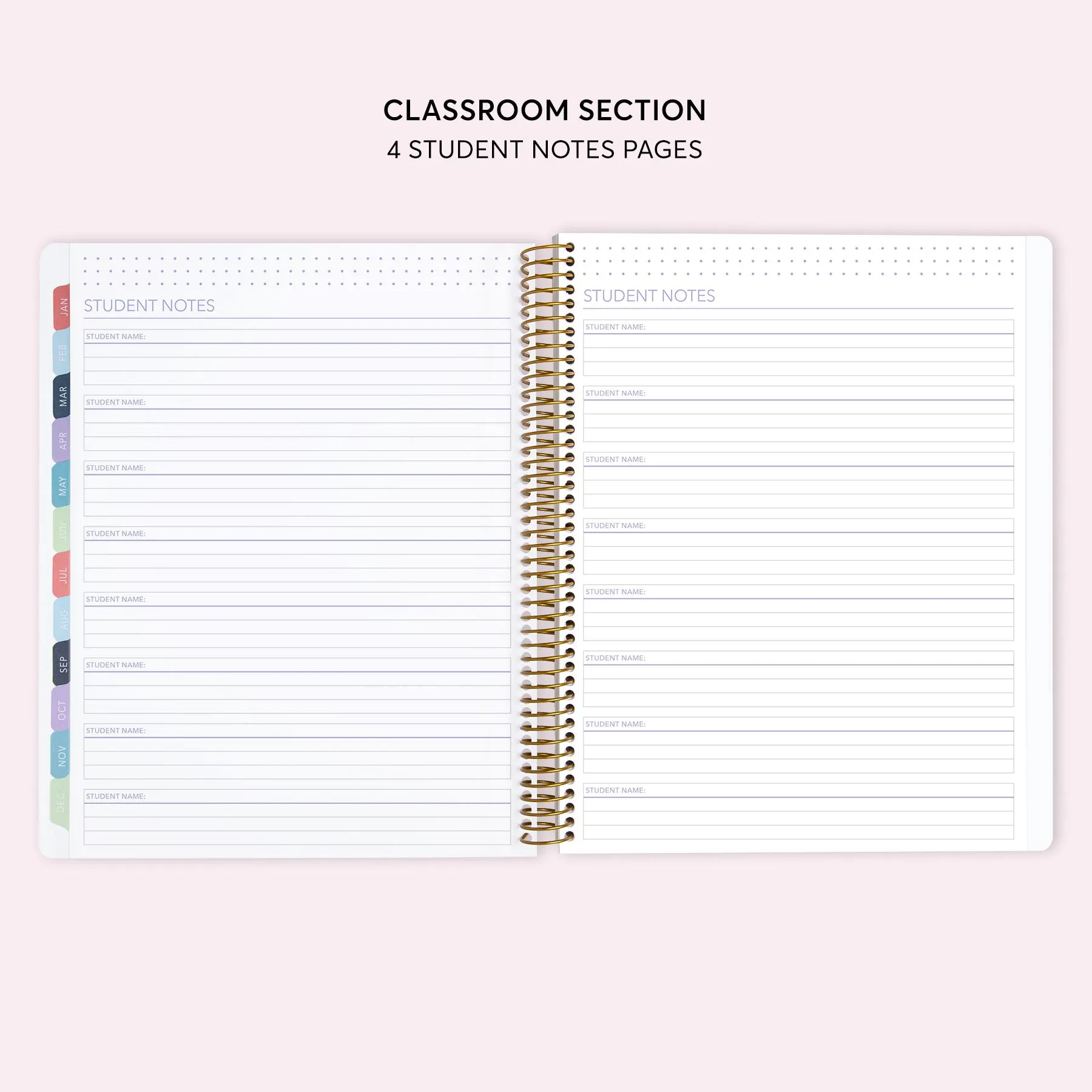 8.5x11 Teacher Planner - Pink Grey Watercolor Gradient