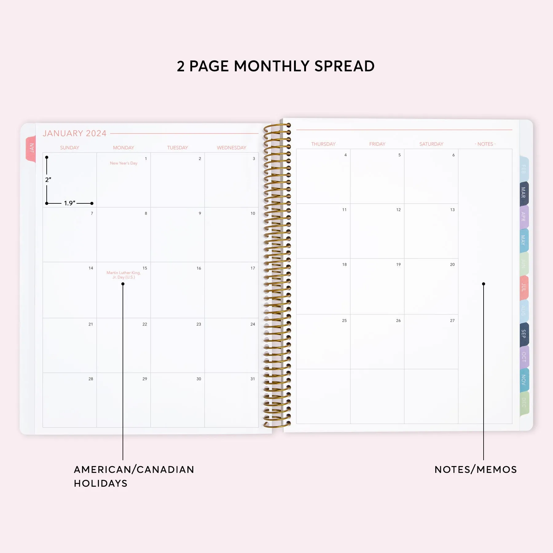 8.5x11 Teacher Planner - Pink Grey Watercolor Gradient