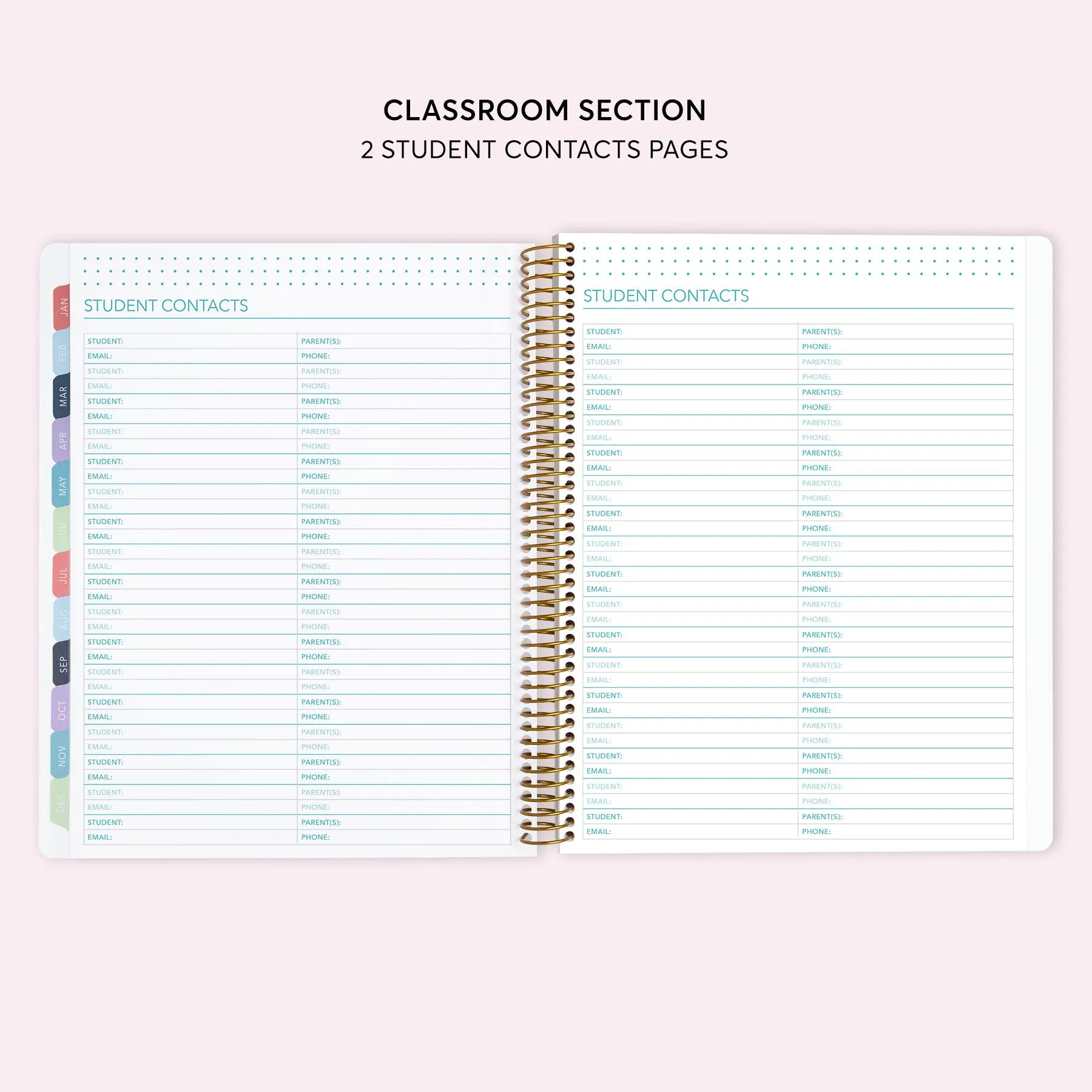 8.5x11 Teacher Planner - Pink Grey Watercolor Gradient