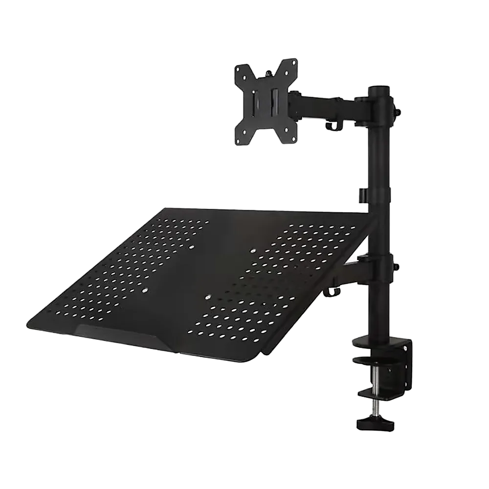 Adjustable Dual Monitor & Laptop Desk Mount Stand - Black