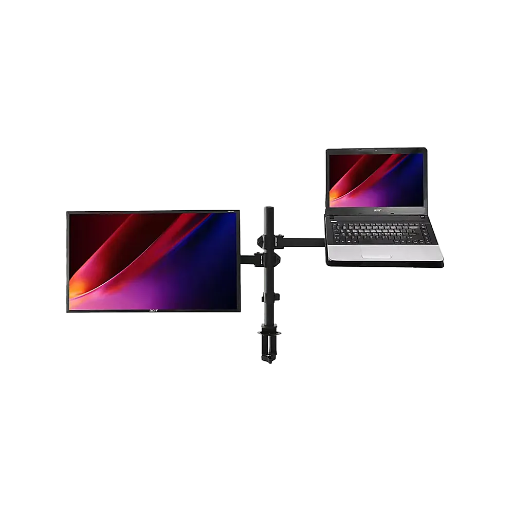 Adjustable Dual Monitor & Laptop Desk Mount Stand - Black