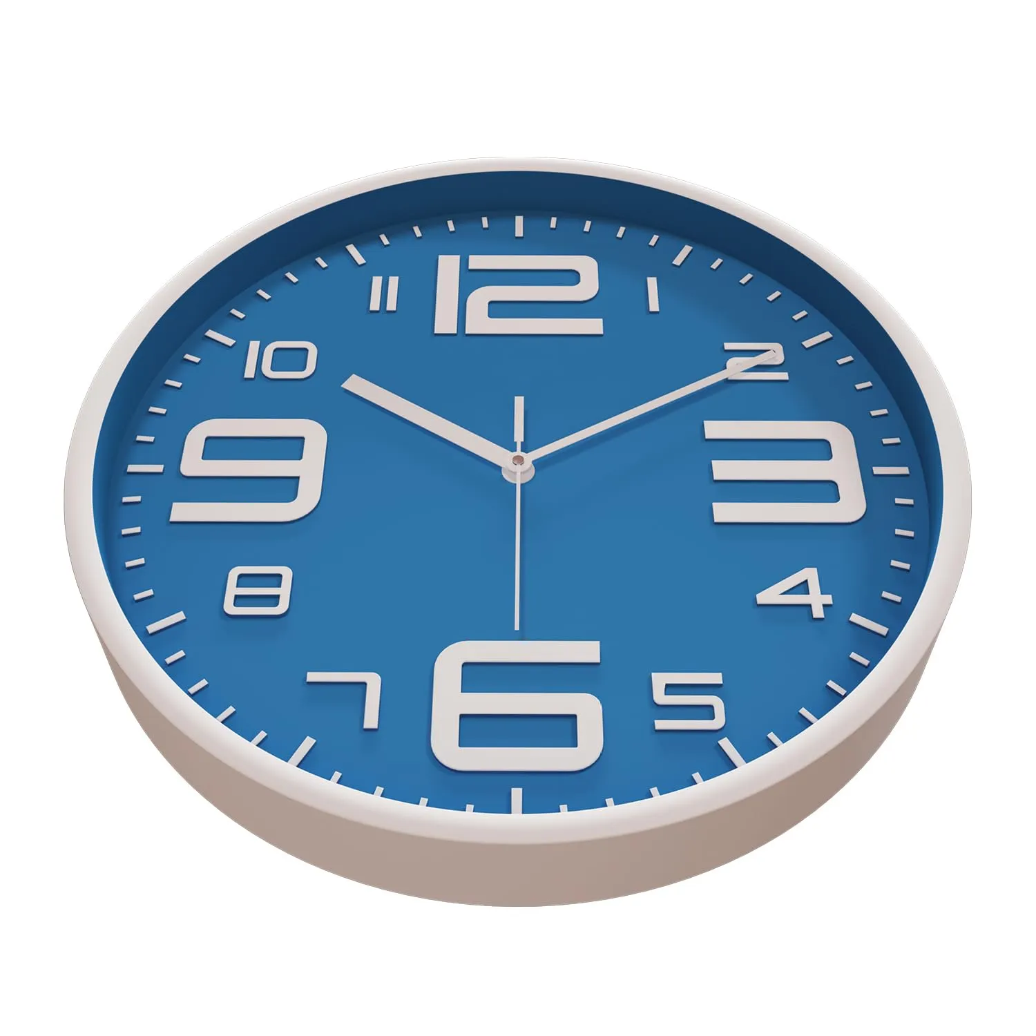 Amazon Brand - Solimo Plastic Analog Wall Clock, Quartz Movement, Silent Sweep, Bold Numeric Time Indicator, Decorative (30 Cm X 30 Cm, Sea Blue)