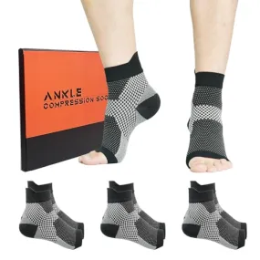 Ankle Brace Compression Sleeve (3 Pairs) Toeless Ankle Support Compression Socks for Women & Men Neuropathy Socks for Neuropathy Pain Relief of Swollen Feet, Swelling, Plantar Fasciitis, Sprain