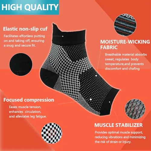 Ankle Brace Compression Sleeve (3 Pairs) Toeless Ankle Support Compression Socks for Women & Men Neuropathy Socks for Neuropathy Pain Relief of Swollen Feet, Swelling, Plantar Fasciitis, Sprain