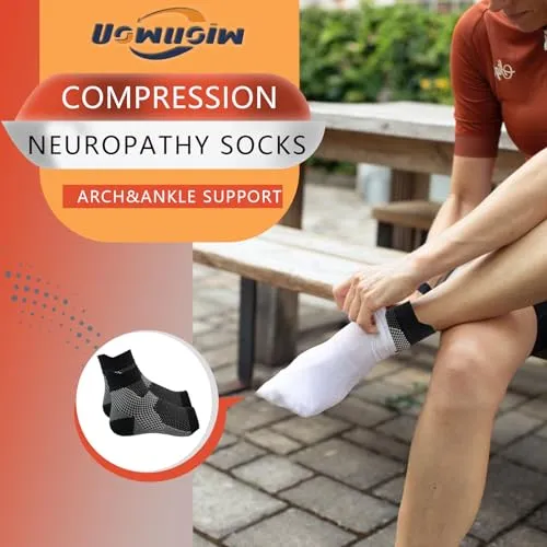 Ankle Brace Compression Sleeve (3 Pairs) Toeless Ankle Support Compression Socks for Women & Men Neuropathy Socks for Neuropathy Pain Relief of Swollen Feet, Swelling, Plantar Fasciitis, Sprain