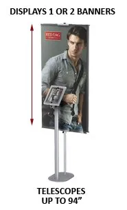 Apple® iPAD Graphic Banner Stands for 24" Wide Banners | Telescopes to 96" Height