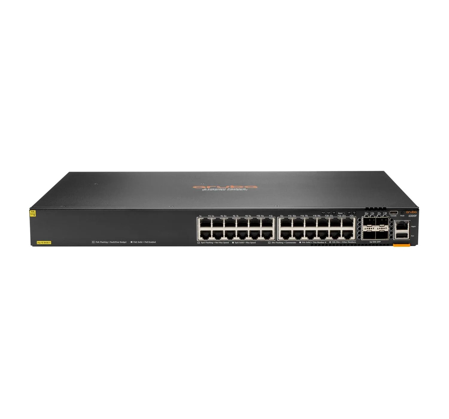Aruba 6300F 24-port 1GbE Class 4 PoE & 4-port SFP56 Managed L3 Gigabit Ethernet (10/100/1000) Power over Ethernet (PoE) 1U Grey