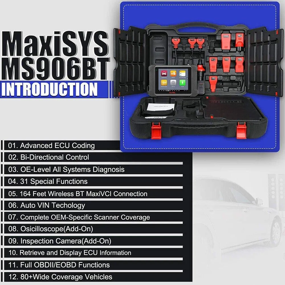 Autel MaxiSys MS906BT OBD2 Auto Diagnostic Scanner ECU Key Coding Scan Tool
