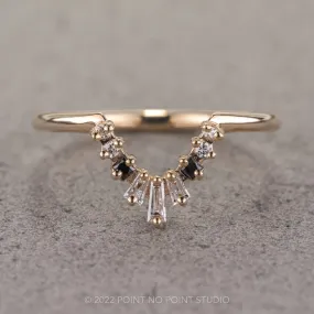 Baguette Diamond Wedding Band, Small Ombre Wren Setting, 14K Yellow Gold