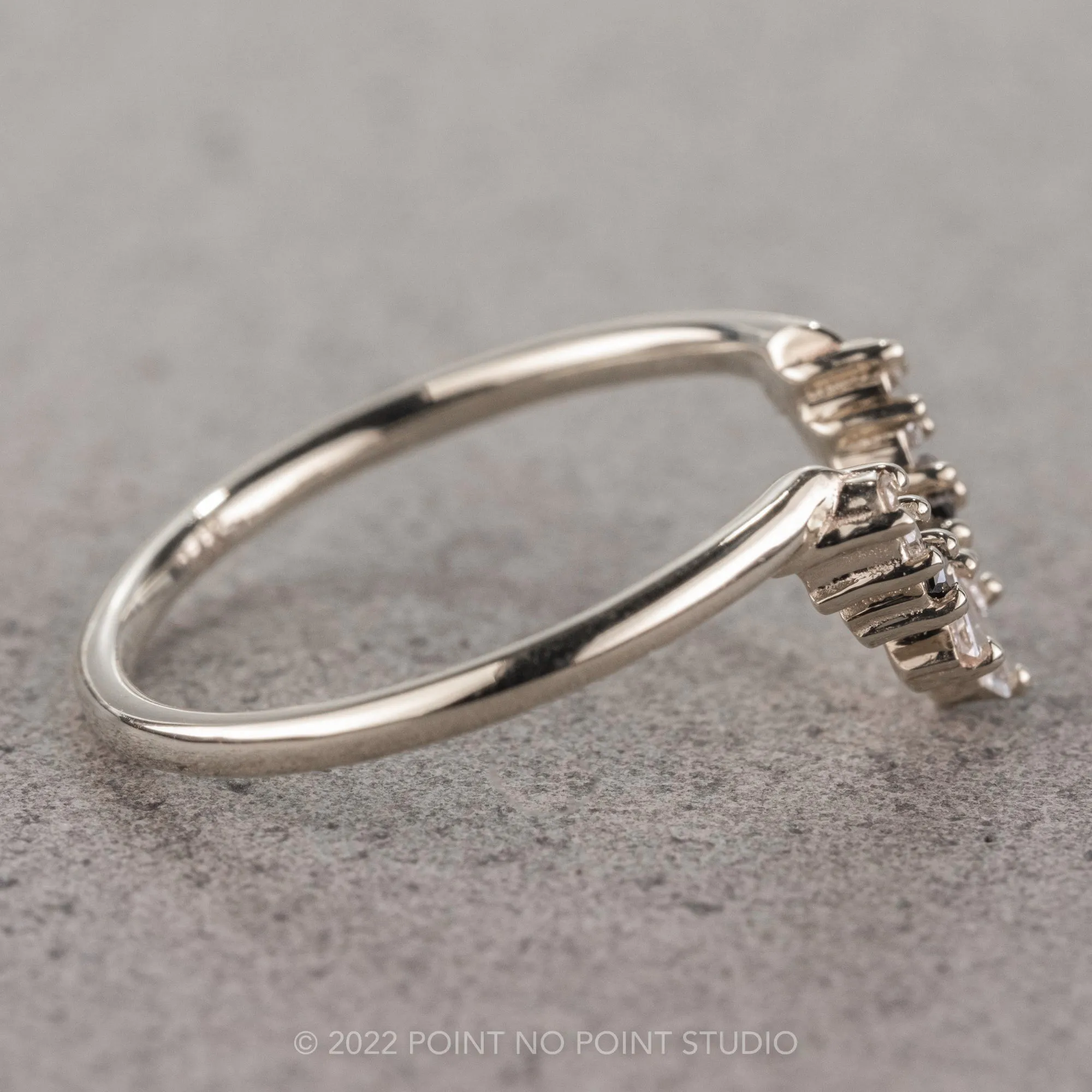 Baguette Diamond Wedding Band, Small Ombre Wren Setting, Platinum