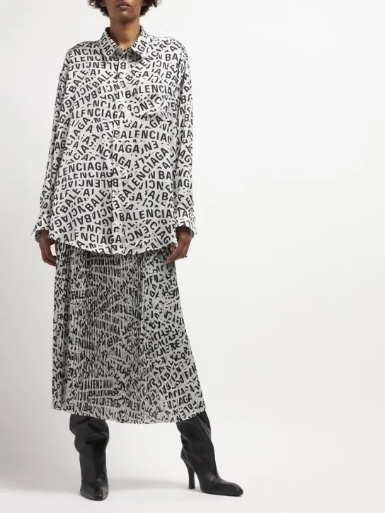 Balenciaga   Logo print technical satin shirt 