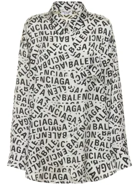 Balenciaga   Logo print technical satin shirt 