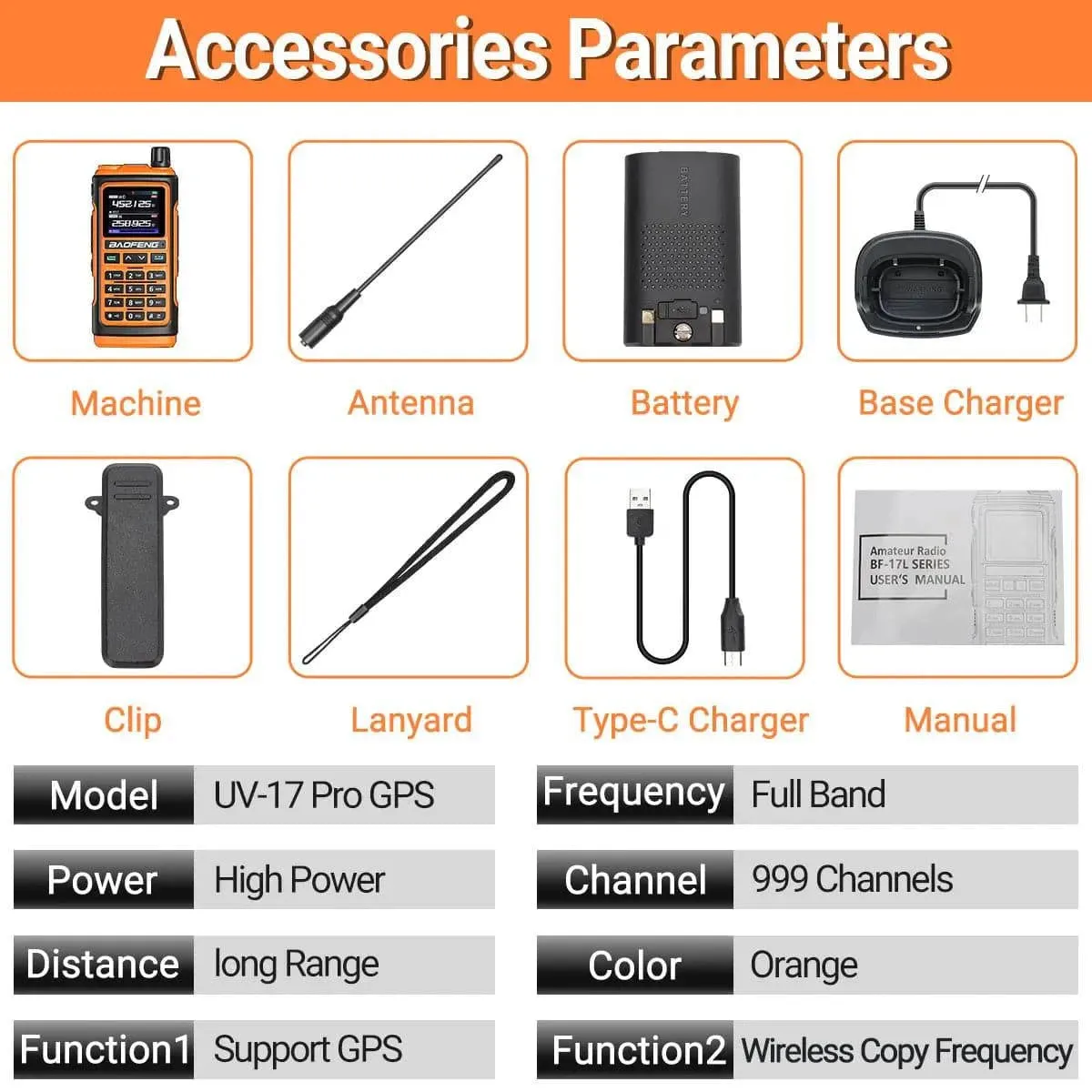 Baofeng UV-17 PRO GPS Air Band Walkie Talkie Wireless Copy Frequency NOAA DTMF Type-C for UV-5R K5 21 pro Ham Two Way Radio
