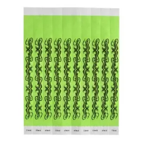 Bar Maid WB-TATTOO Wristbands, 3/4"W X 9.5"L Tyvek, Sequentially Numbered — Tattoo (Green/Black), 500 Bands/Pack