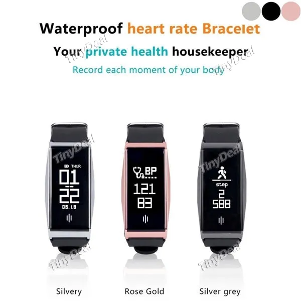 BL86 Smart Bluetooth Bracelet Heart Rate/ Blood Presure Monitoring Sports Fitness Tracker Waterproof Pedometer Wristband