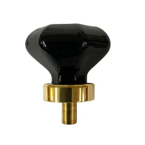 Black Glass Knobs, Brass Base