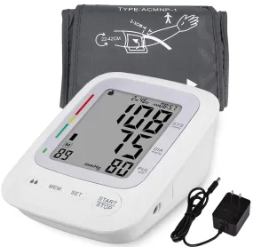 Blood Pressure Monitor Cuffs for Home Use, Upper Arm Digital BP Monitor with Large Cuff 8.66-16.5", 2 Users 180 Memory with Date & Time, Irregular Heart Rate Indication, with DC Adapter