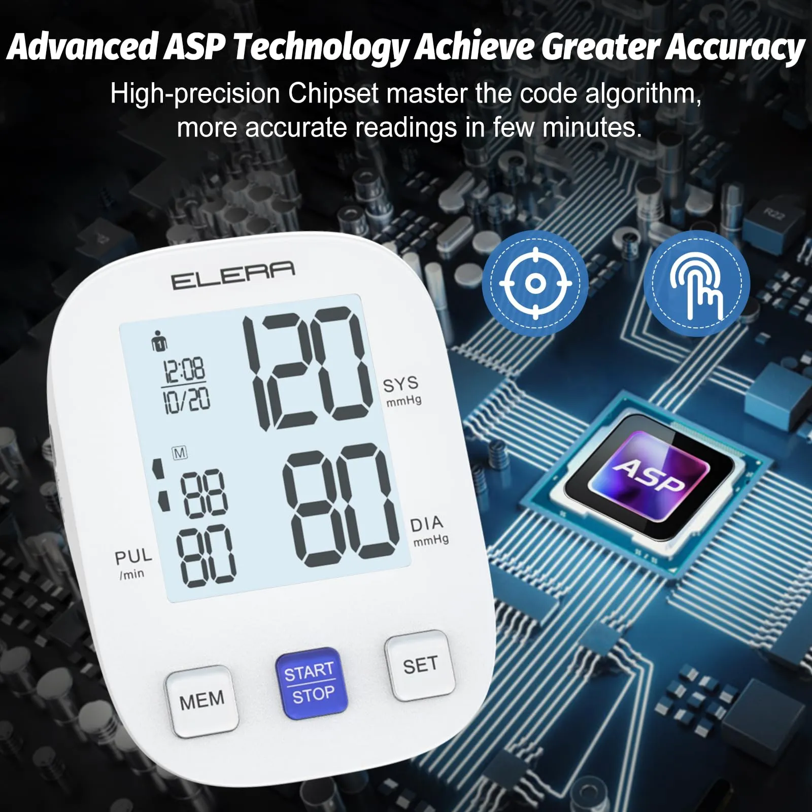Blood Pressure Monitor with 2 Cuff, Elera Digital Automatic Upper Arm Blood Pressure Machine with 32-52cm Extra Large Cuff and 22-36cm Standard Cuff No voice