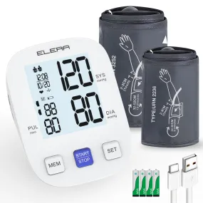 Blood Pressure Monitor with 2 Cuff, Elera Digital Automatic Upper Arm Blood Pressure Machine with 32-52cm Extra Large Cuff and 22-36cm Standard Cuff No voice