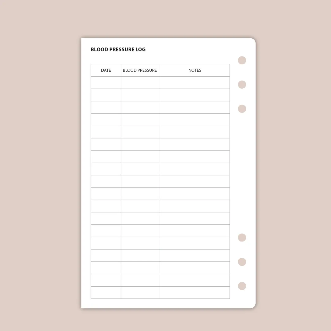 Blood Pressure Planner Pages