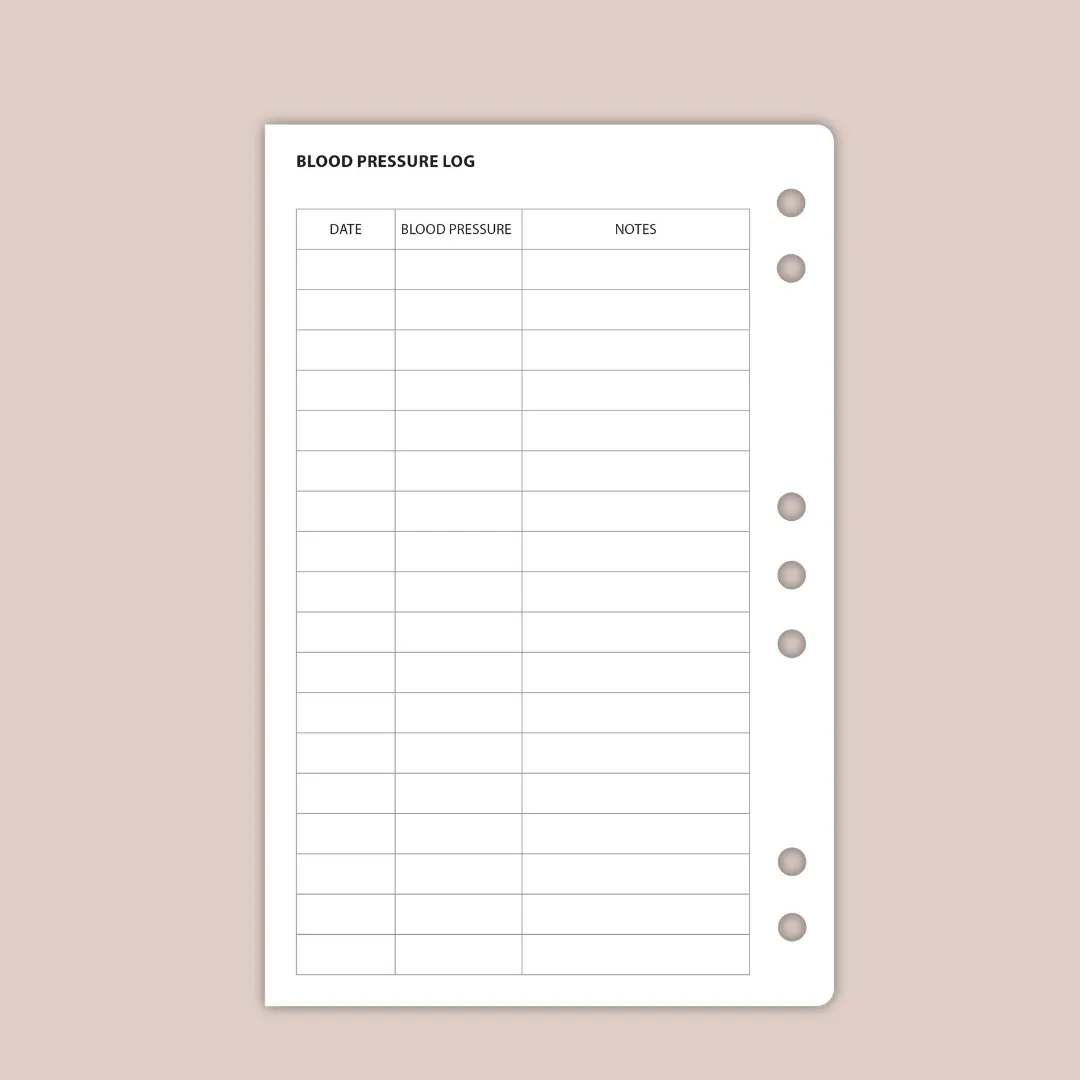 Blood Pressure Planner Pages