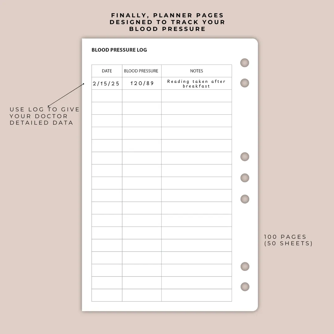 Blood Pressure Planner Pages