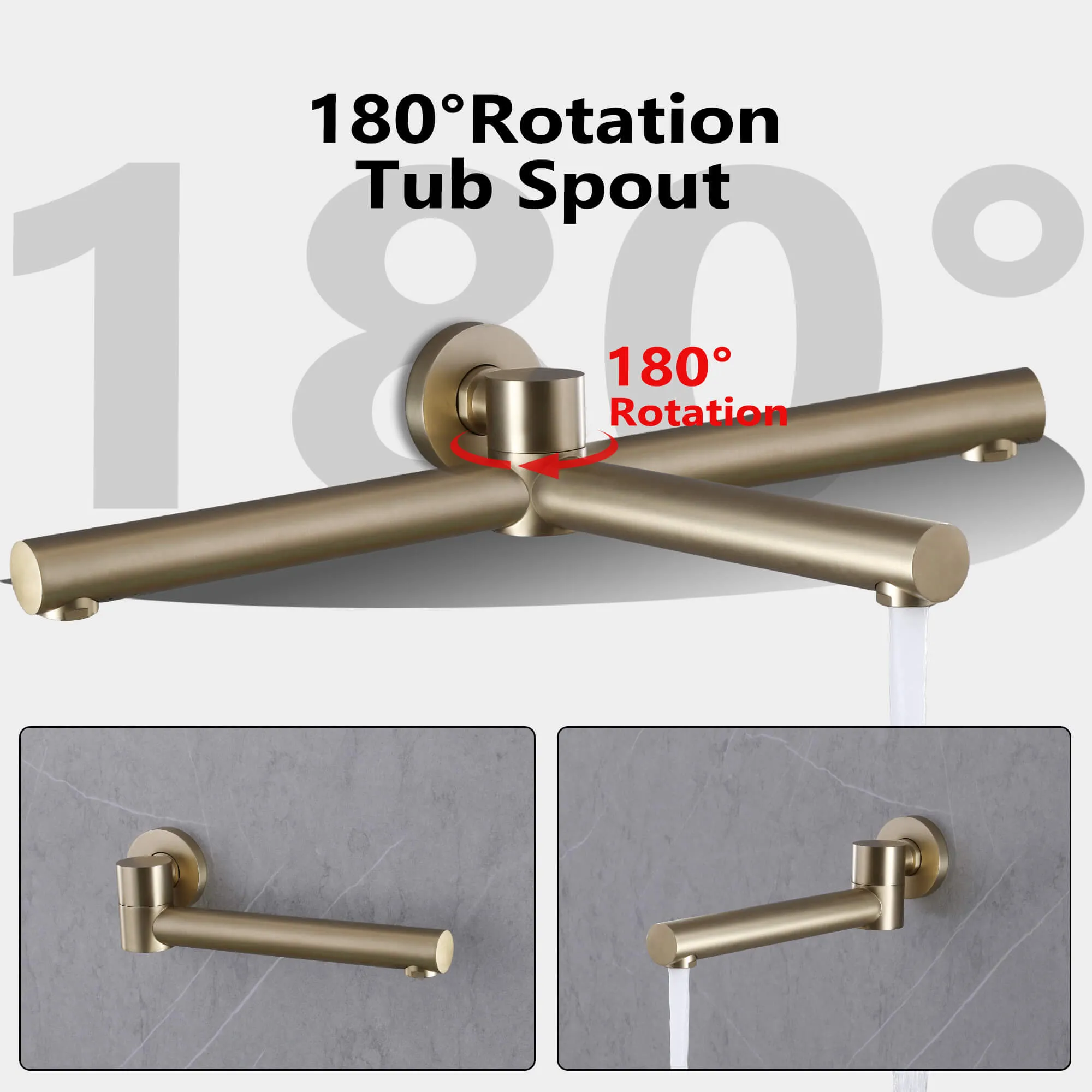 Brushed Gold Brass Shower System Complete Set with Tub Spout JK0053